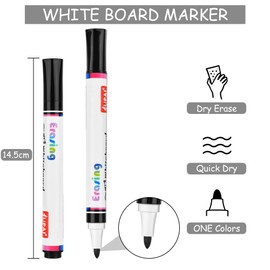 OFFCUP Whiteboard Pens, 8pcs Whiteboard Markers, Dry Erase Markers White Board Markers Bullet Tip Dry Wipe Pens for Writing on Whiteboards, Planner, Glass for School Office Home (Black)