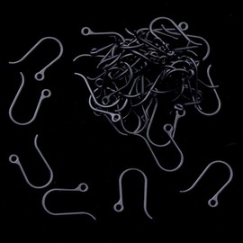 AKOAK 50pc 0.65mm Non-Allergenic Plastic Ear Wire Hooks Earring Findings fit DIY Jewelry (Black)