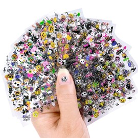 Halloween Nail Stickers, Set of 30, Cute Skulls, Ghosts, Pumpkins, Spiders, Bats, Nail Parts, Ultra Thin, Just Stick, Hearts, Ghosts, Cats, Spiderweb Nail Stickers, Nail Art Stickers, Gel Nails, Decoration Parts