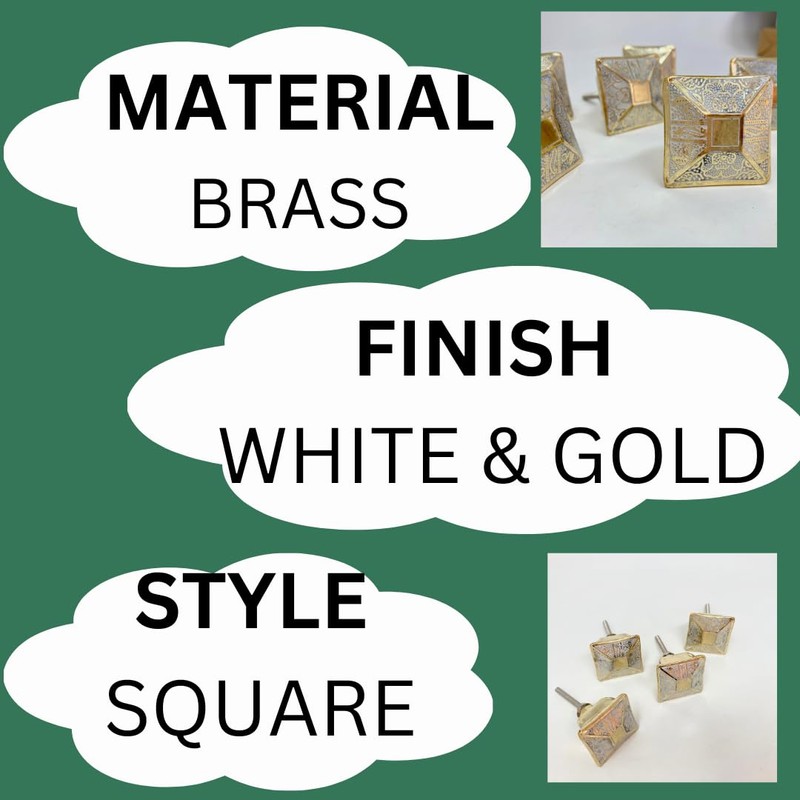 Brass Moroccan White Gold Square Drawer Knob Cupboard Pull Drawer