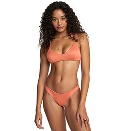 RVCA Women's Standard Swimsuit Bikini TOP, Cross Back Bralette/Peach, Small