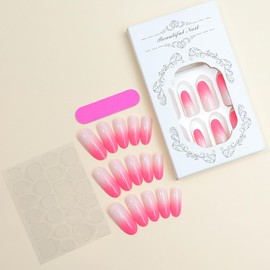 Generic HOMELOVING 24pcs Press on Nails, Almond Fake Nails with healthy Glue, easy use for Women with Designs and Recyle… (Almond20241012), Bright