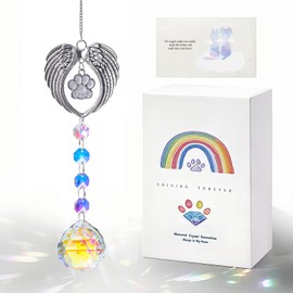 Pet Memorial Gifts for Dogs - Dog Passed Away Gift with Paw Print Kit, Crystal SUNCATCHER, Rainbow Bridge Sympathy Wind Chime, Loss of Dog Gifts, Pet Remembrance Ornament