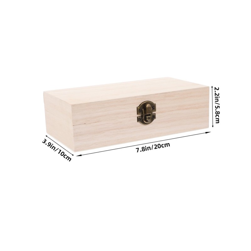 Ciieeo Unfinished Wooden Box with Hinged Lid Sturdy Wooden Keepsake
