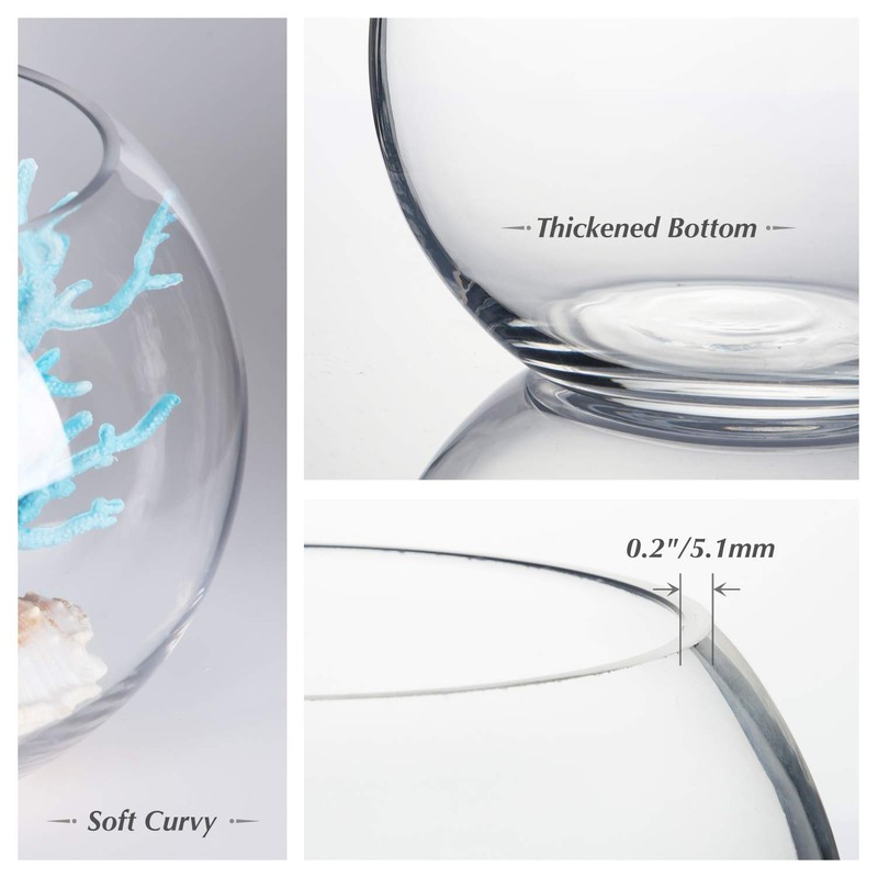 WGV Large Bowl Glass Vase Bulk, Diameter 9", Height 8",