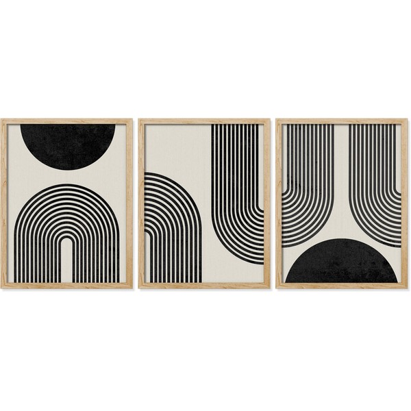 SIGNWIN Poster Set Mid-Century Black & White Polygons & Shapes