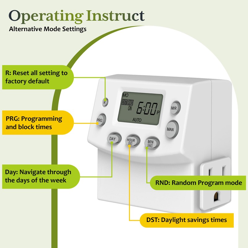 TG Heavy Duty Programmable Plug-in Digital Timer for Electrical Outlets,