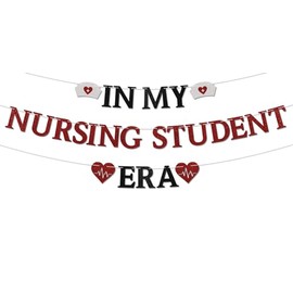 In My Nursing Student Era Banner, 2025 Nurse Graduation Decorations, Nursing School Survivor Decorations, Taylor Singer Thened Nurse Graduation Party Decorations Black Red Glitter