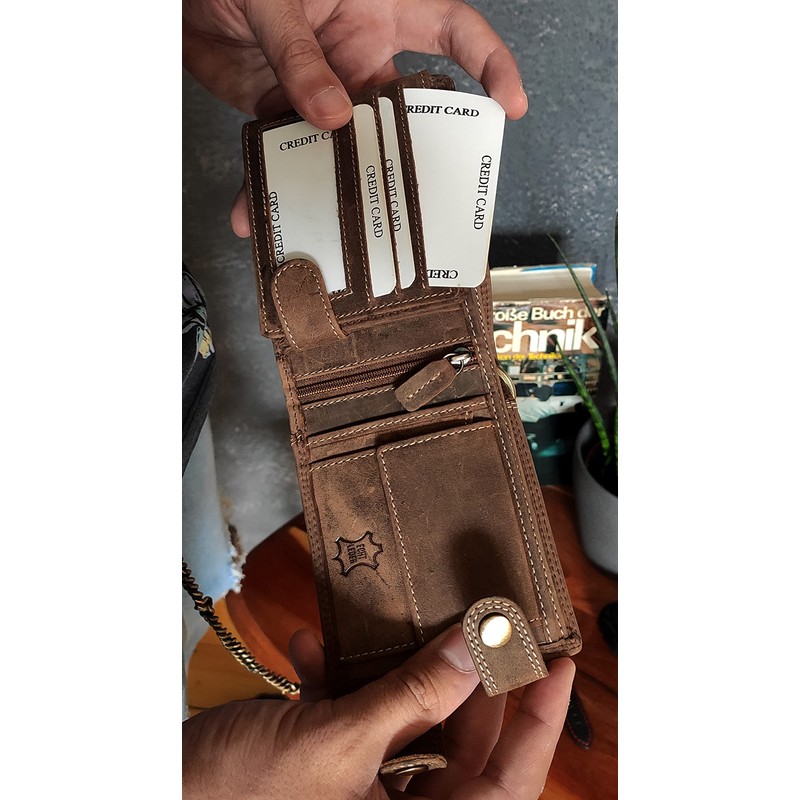 Wildery ® Men's Full Leather Biker Wallet with RFID and