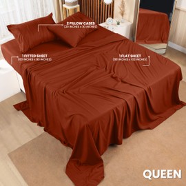 Utopia Bedding Queen Bed Sheets Set - 4 Piece Bedding - Brushed Microfiber - Shrinkage and Fade Resistant - Easy Care (Queen, Terracotta Orange)