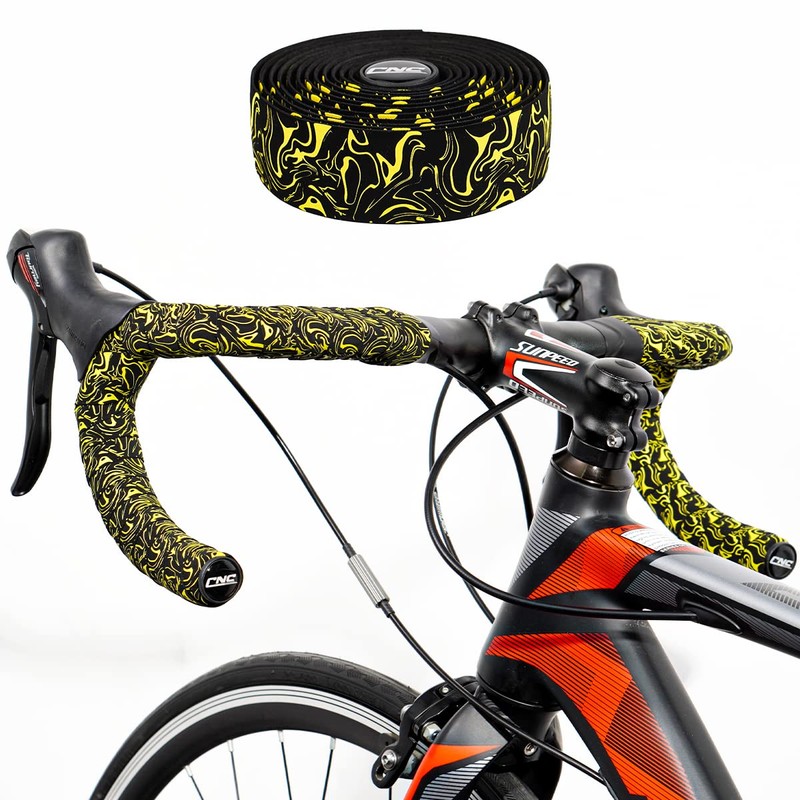 Chooee Road Bike Handlebar Tape,2PCS Bicycle Bar tape,Yellow.