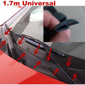 Wiper Rubber Strip, 1.7M/ 5.6Ft Car Front Windshield Window Seal Strip Moulding Trim, Black Rubber Seal Car Windshield Window Door Seal Strip Weather Seal Stripping Car Window Seal (1Pcs)