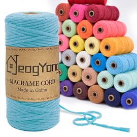 3mm Macrame Cord, Single Strand Macrame Cord 3mm x 109 Yards Thick String Macrame Yarn, Colored Natural Cotton Rope, Colorful Cotton Cord, Perfect Macramé Supplies for Wall Hanging Plant Hanger Crafts