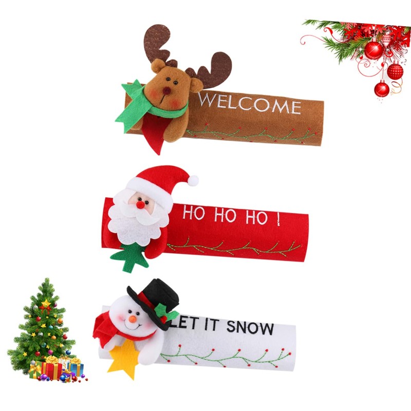 Hohopeti Christmas Storage 3 Pack Iridescent Snowman Refrigerator Handle Covers