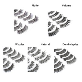 MUSELASH 50 Pairs 5 Styles Muslash False Eyelashes Set Professional 100% Handmade Natural Glamorous Demi Wispy Volume Multipack Cotton Band 10 Pairs Each 50 Pairs / 50쌍 5가지 스타일 머슬래시 인조 속눈썹 세트 전문가용 100% 핸드메이드 내추럴 글래머러스 데미 위스피 볼륨 멀티팩 코튼 밴드 10쌍 각각 50 Pairs