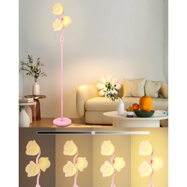 Lightdot 3-Light Flower Floor Lamp, Dimmable Modern Mid Century Pink Standing Lamp with S Pole & G9 Bulbs, 3000K Warmwhite Unique Cute Floral Tall Lamp for Living Room Bedroom Home Office