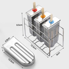 Pack of 3 Ice Moulds, Stainless Steel Popsicle Moulds, Ice Lolly Moulds, Ice Lolly Mould, Ice Lolly Mould, Stainless Steel Mould, Dishwasher Safe for Kitchen, Adults, School, DIY Summer, with 50