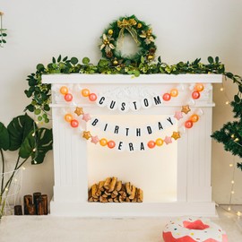 Heopeis DIY Giant Friendship Bracelet Birthday Banner in My Birthday Era Banner Famous Singer Customizable Banner Garland Decor Foam Circles Ball Plastic Balls Stars Hearts DIY Supplies(Pearl Rose)