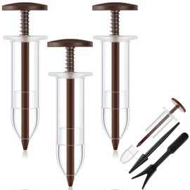 Flutesan 4 Pcs Mini Sowing Seed Dispenser Sower with 2 Transplanting Tools Hand Spreader Garden Seed Planter for Carrot Lettuce Grass and Spinach Sower(Brown)