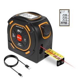 Digital Laser Tape Measure with Type-C Charging, 131/197-ft Laser Tape Measure & 16-ft Tape Measure 2-in-1 Tools, N/in/ft Units Pythagorean, Area, Volume Measuring, for Woodworker and DIY Tasks (40M) - Colour: 40m, 131.2ft