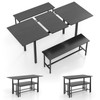 Giantex Dining Room Table Set for 4-6, 63” Extendable 3-Piece