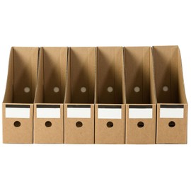 Fayemint Pack of 6 Magazine Files, Cardboard Magazine Holder, Standing Folder, Archive Standing File, 5 Levels Kraft Paper, Desktop Storage Box for Desk, Archive and Storage