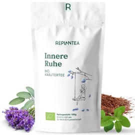 Entspannungstee Bio Lose "Innere Ruhe" 100g (50 Tassen) | Relax Tee, Kräutertee mit Salbei, Rooibos, Zitronenmelisse, Tulsi, Lavendel REPLANTEA