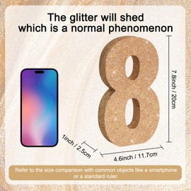 TONIFUL 7.8 Inch Champagne Gold Glitter Number 8 Table Centerpiece 0-9 Birthday Party Decorations,Digit 8 for Birthday,Chrismas,Graduation,Bridal Shower,Valentine's Day,Anniversary Party Supplies