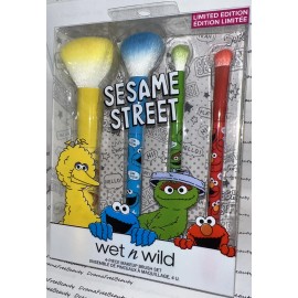 Wet n Wild Limited Ed. SESAME STREET ~ 4pc. Vegan Face Eye Makeup Brush Set BNIB
