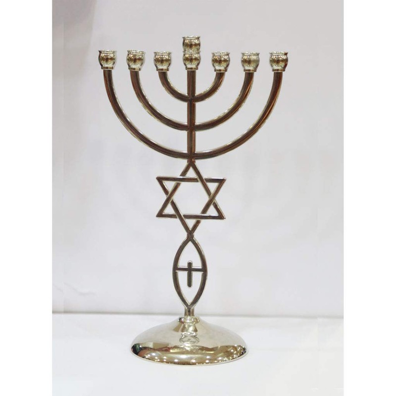 Jewish Messianic Silver Temple Menorah 8.5 inches Tall