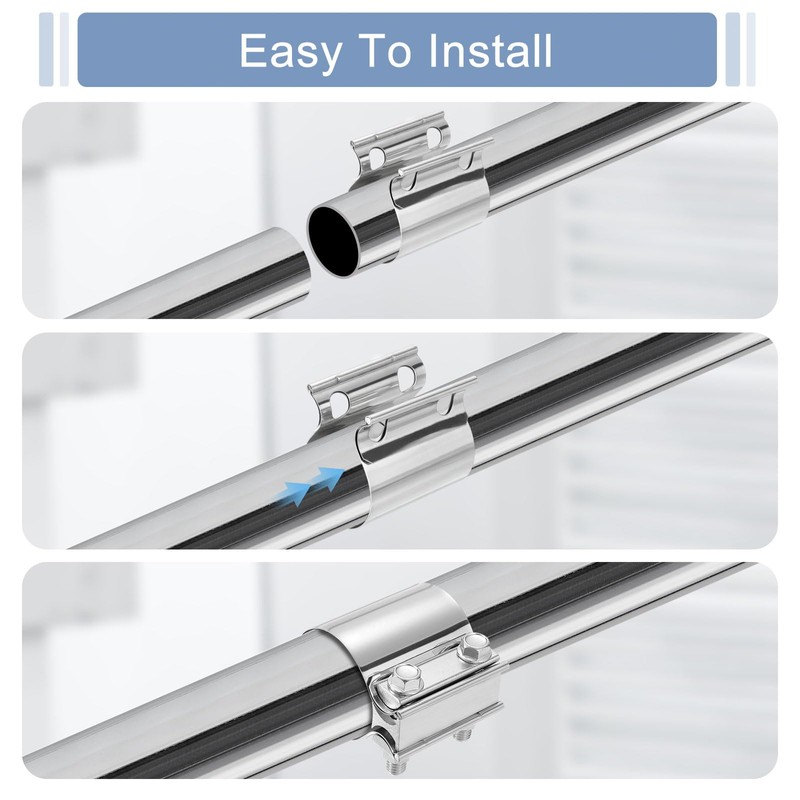 uxcell 5.5 Inch Exhaust Clamp, 304 Stainless Steel Butt Joint
