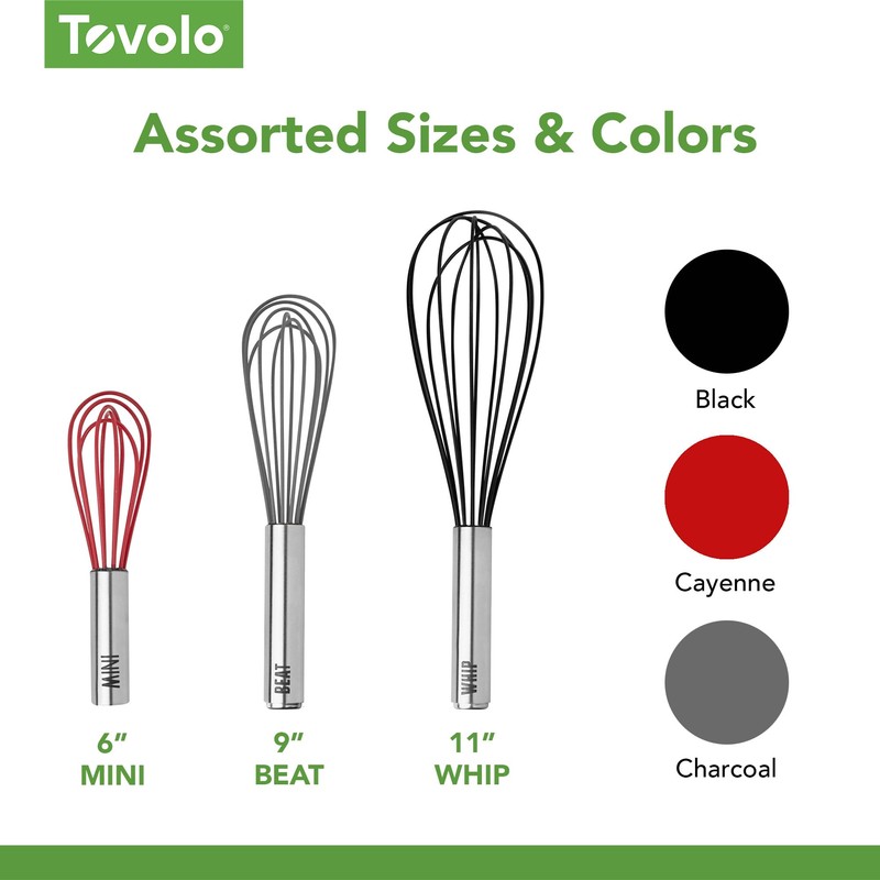 Tovolo Whisk 9 Inch Heavy Duty Silicone Wire Stainless Steel
