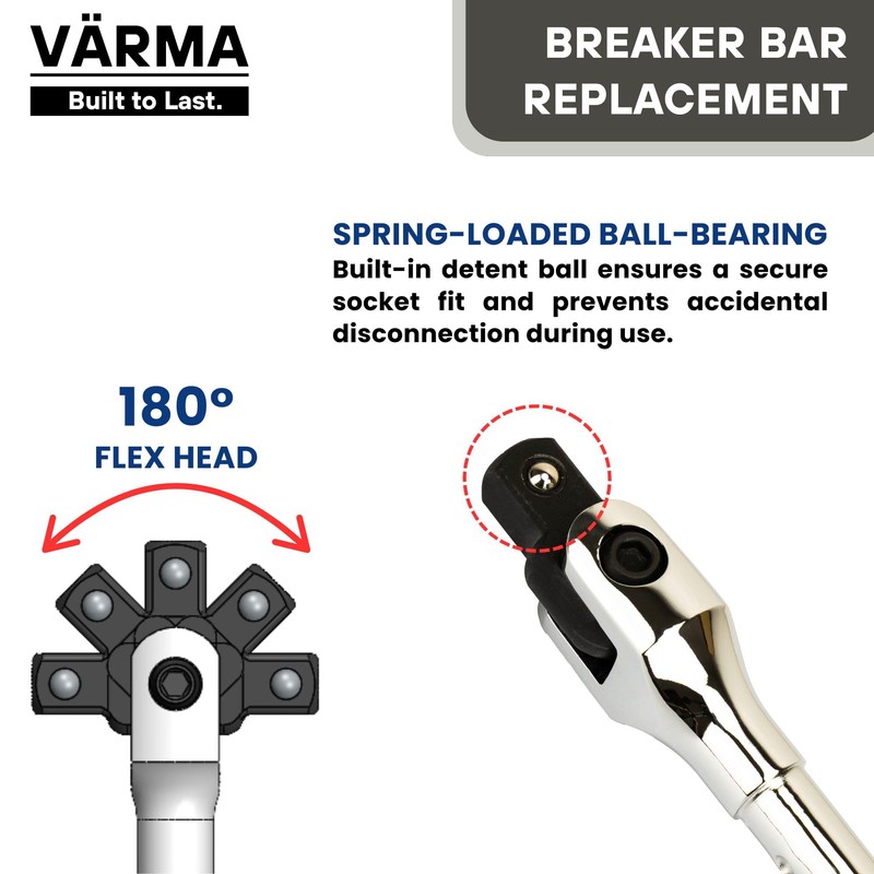 VÄRMA 1/4" Drive Breaker Bar Replacement Head Kit 2PCS –