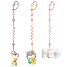 LittleHugs 3 piezas Soporte Ajustable para Correa de Juguete - Clip de Chupete de Silicona para Bebé - Correa Esencial de Viaje para Carriola, Silla Alta, Asiento de Coche