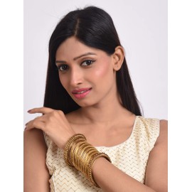 Efulgenz Indian Oxidized Bangles for Women Oxidized Gold Bangles Rhinestone Crystal Boho Gold Oxidized Indian Jewelry Bollywood Bangles Indian Oxidized Crystal Bracelets Bangle Set