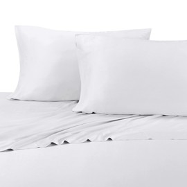 Royal Hotel ABRIPEDIC Tencel Sheets, Silky Soft and Naturally Pure Fabric, 100% Woven Tencel Lyocell Sheet Set, 4PC Set, King Size, White