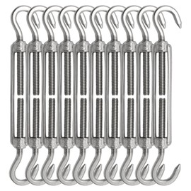 MDEOOSKY 10Pcs M5 Turnbuckle Hook and Hook, Stainless Steel Turnbuckle Wire Tensioner, Heavy Duty Adjustable Turnbuckles for Garden Wire Shade Sail Fxiing