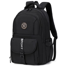 KIDNUO College Backpack, Travel Laptop Backpacks, Large Kids School Bag for Teens Girls Boys Students Bookbag Fit for 15.6 Inch Computer Waterproof Business Work Back Pack for Women Men Daypack Black