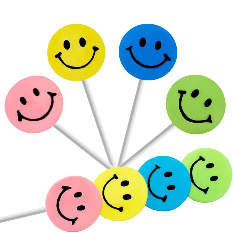 Assorted Happy Face Shaped Lollipops, Rainbow Swirl Lollipop, Mixed Fruit