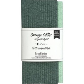 RETROKITCHEN 100% Biodegradable Dishcloth Organic 2x Dyed Forest