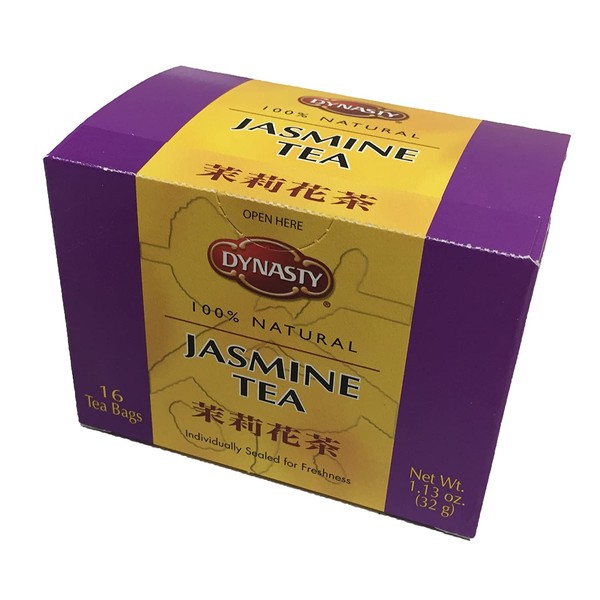 Dynasty 100% Natural Tea 16 Individual Tea Bags Per Pack (Jasmine, 4 Pack)