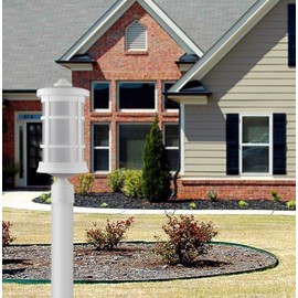 Solus SPC50TF-LE26C-WH Round Decorative Composite Post Top Outdoor Light Fixture with 4000K LED Lamp, White Housing with Frost Acrylic Lens, 17.25" H x 7.25" W, UL Listed