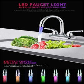 Kitchen Water Saver Tap 7 Colours Change Automatic LED Light Shower Head Water Children Hand Wash More Temperature Sensor for Gadget Kitchen Sink Pack of 3