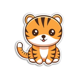 2 x 10cm Tiger Vinyl Stickers - Cub Cat Safari Zoo Animal Kawaii Characters Kids Cartoon Cute Girls Boys Scrapbook Sticker #82008