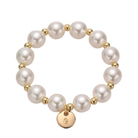 GINAZL Flower Grl Proposal Gifts, Flower Grl Pearl Bracelet Wedding Bridal Shower Gifts Initial G Charm Bracelets Flower Grl Jewelry Set for Wedding (G)