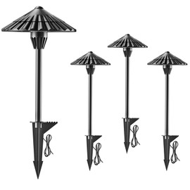 Raxjov 4 Pack 3000K Low Voltage Landscape Lights, 5W 500LM Outdoor Pathway Lighting, 12V IP65 Waterproof Landscape Path Lights for Walkway Yard Garden, CRI 90+, Aluminum, ETL Listed Cord