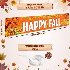 KatchOn, Happy Thanksgiving Yard Banner - Xtralarge, 120x20 Inch | Thanksgiving Banner Outdoor, Thanksgiving Outdoor Decorations | Thanksgiving Yard Signs Backdrop for Thanksgiving Yard Decorations