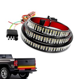 Polcatay Tailgate Light Bar, Triple Row 60" High Brightness Turn Signal Brake Reverse Light Strip, 12 V Waterproof Cool Streamer Decorative Lights, for Most Cars Trailers RVs (Multicolored)