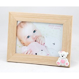 Unbekannt Baby Bear Photo Frame 13 x 18 cm Blue Pink Children's Photo Frame Portrait Frame Colour: Pink