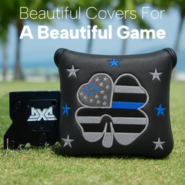 Golf Putter Covers Mallet Putter Headcover Leather Putter Covers Golf Club Covers Magnetic Golf Putter Headcover for Most Brand (Grey)